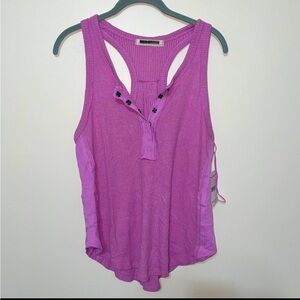 SALE🎉Free People Keep Moving Ribbed Racerback Henley Swing Tank/ Euphoric Lilac